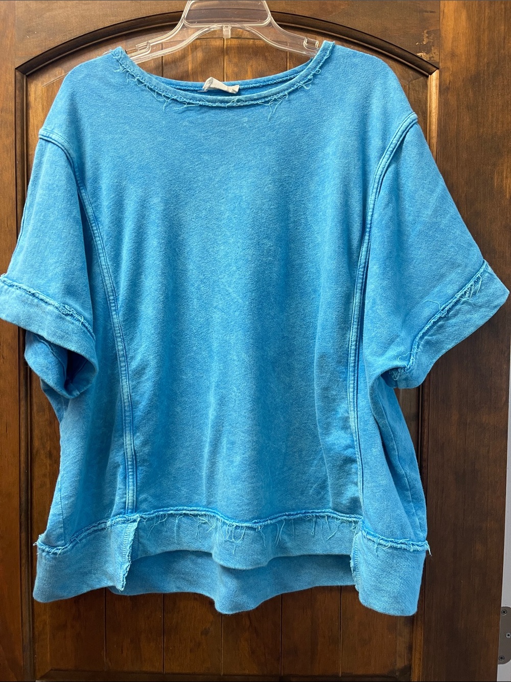 Relaxed Short-Sleeve Sweatshirt Top - Blue